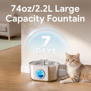 Stainless Steel Cat Water Fountain with Level Window