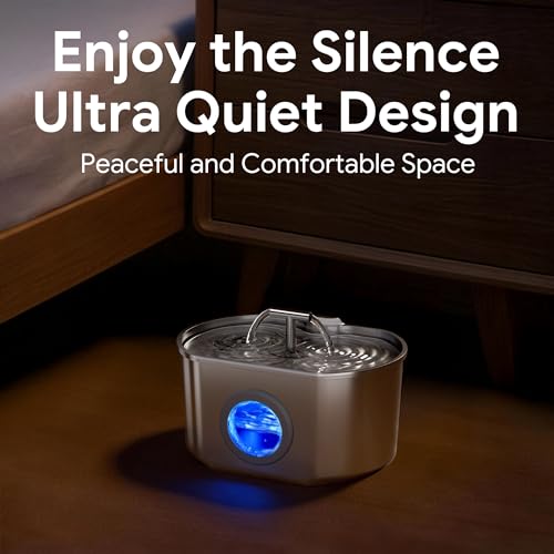 Stainless Steel Cat Water Fountain with Level Window
