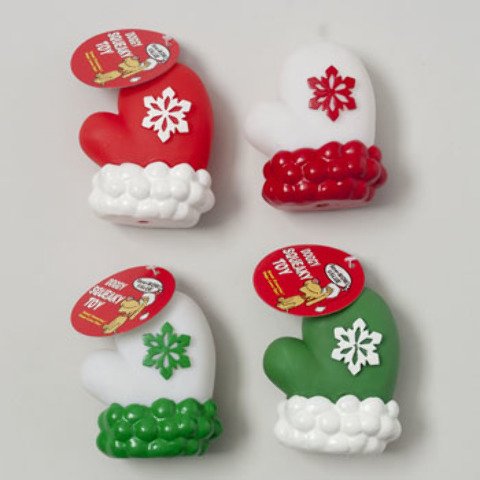 Christmas Mitten Squeaky Dog Toy