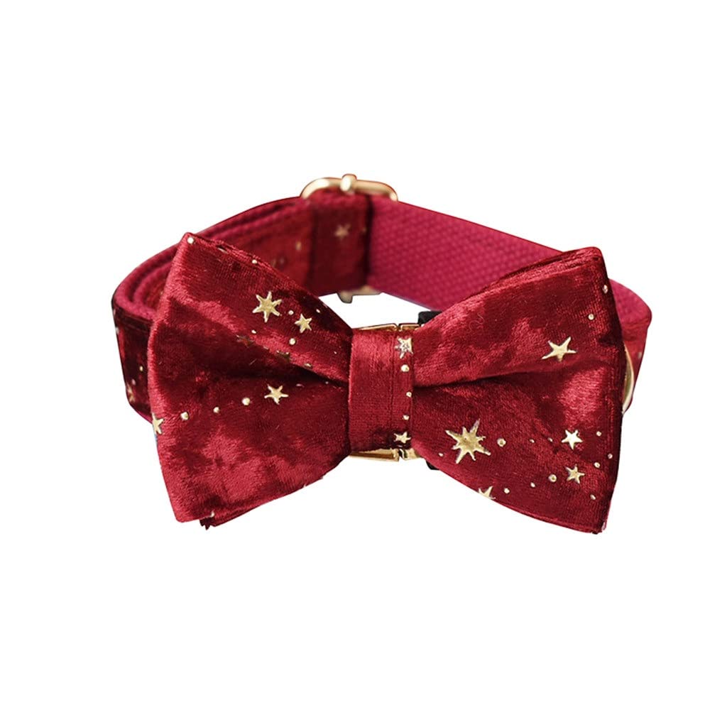 Velvet Dog Collar & Leash Set with Bow Tie