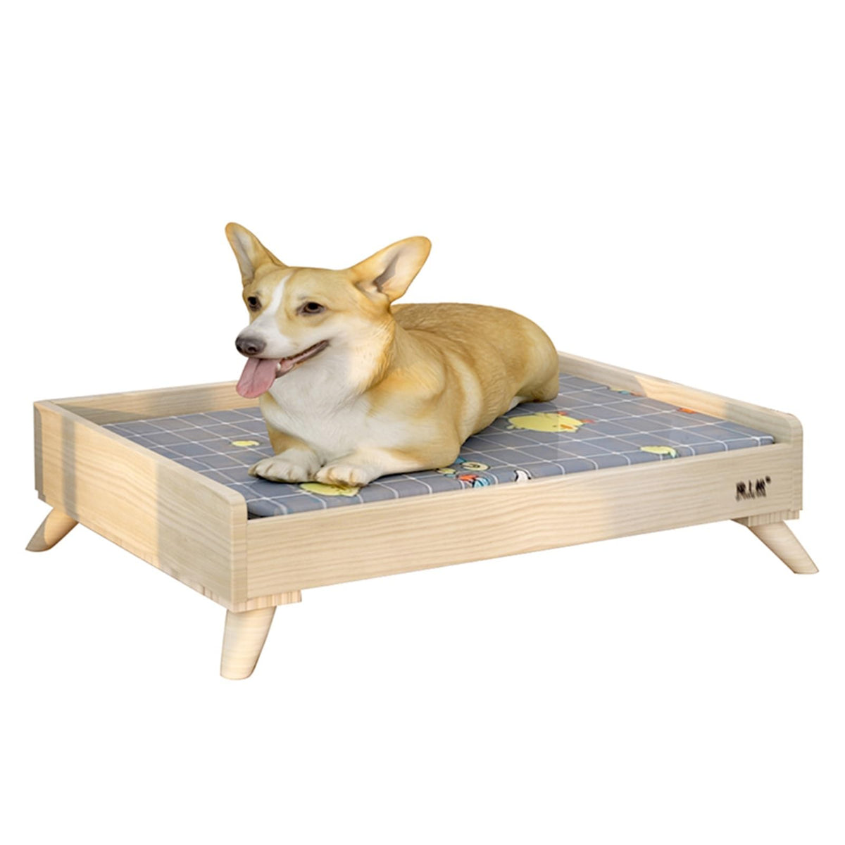 Elevated Wooden Pet Bed with Mattress