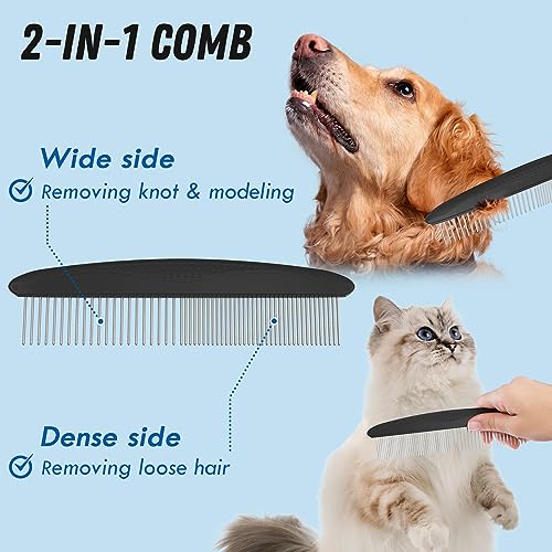 Docrok Pet Grooming Brush and Metal Comb Combo