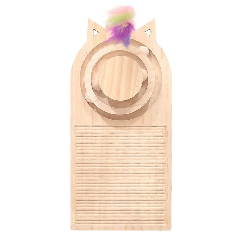 Wooden Interactive Cat Scratcher Toy with Balls