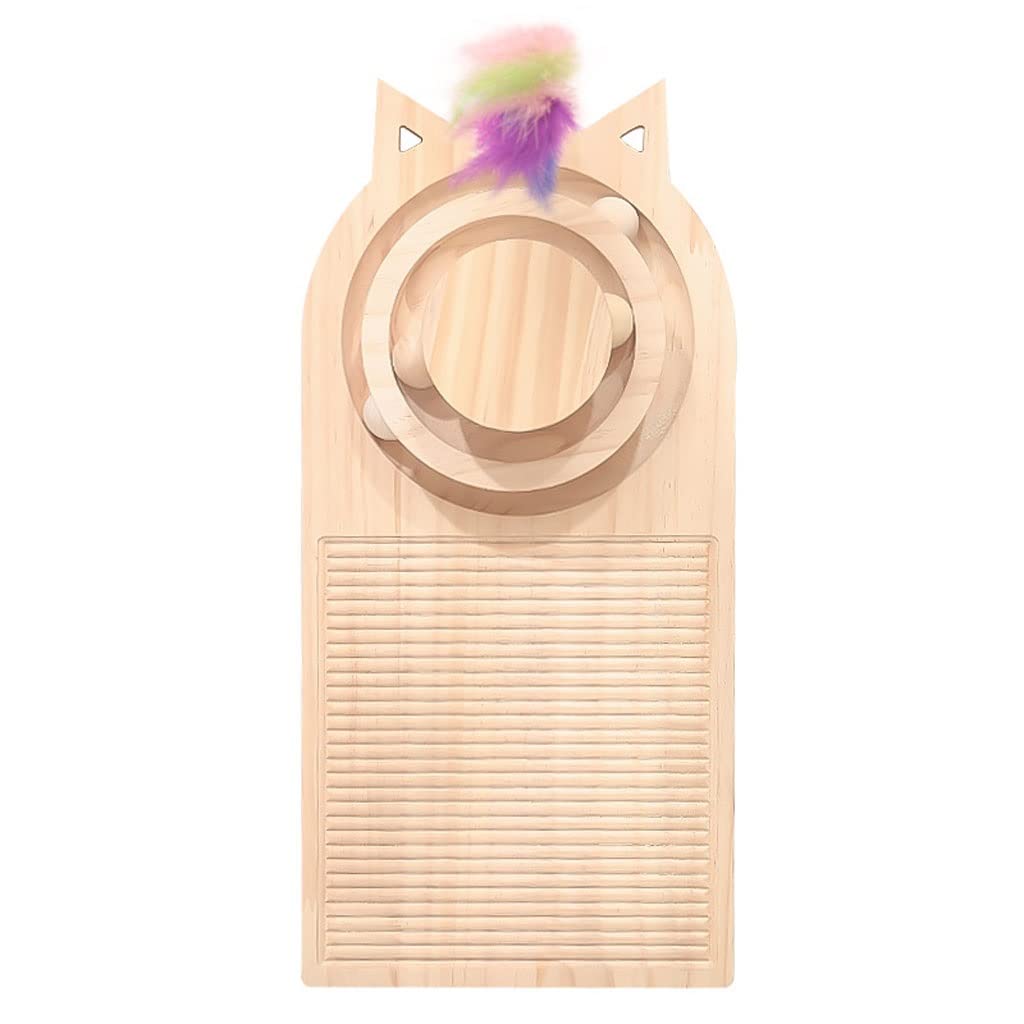 Wooden Interactive Cat Scratcher Toy with Balls