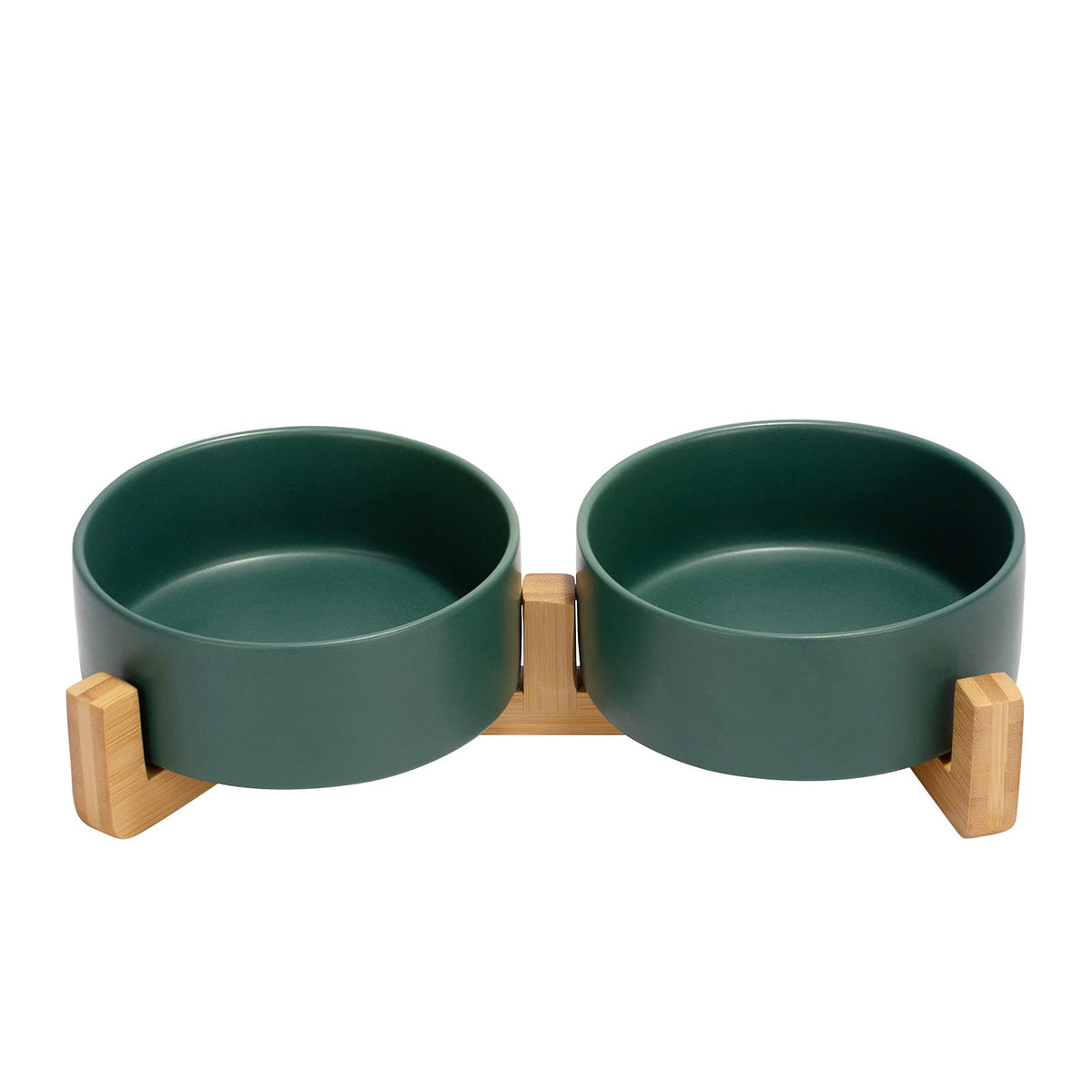 Ceramic Pet Bowl Set with Wooden Stand