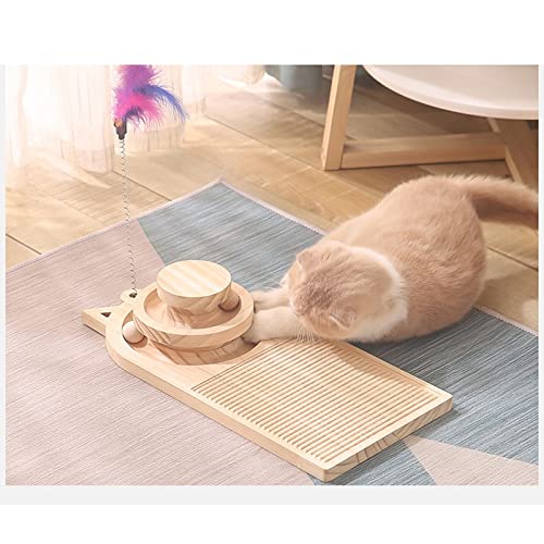 Wooden Interactive Cat Scratcher Toy with Balls