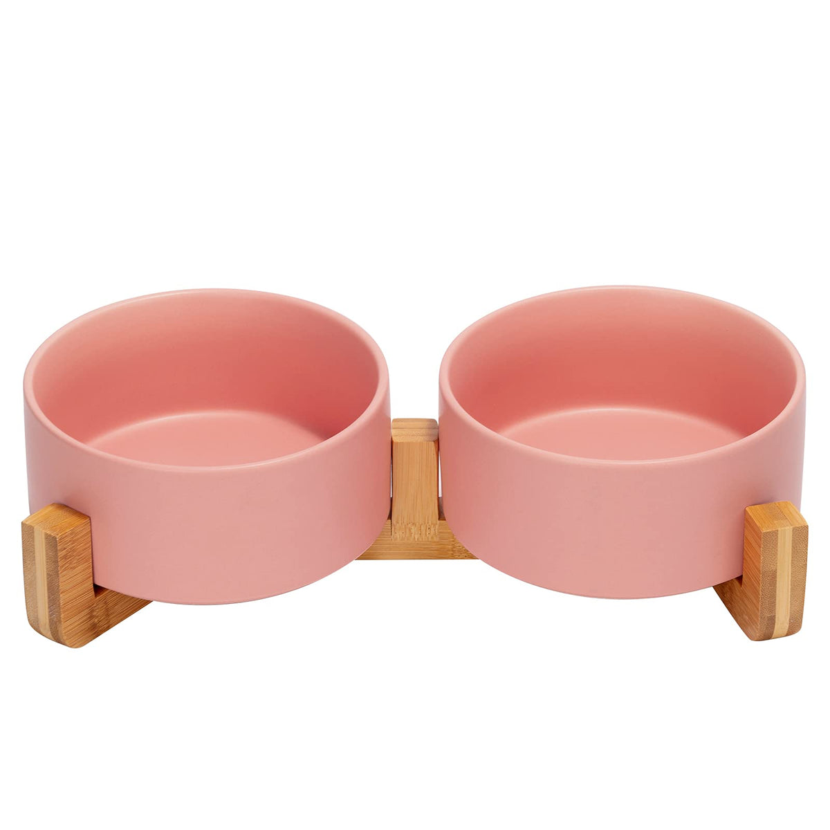 Ceramic Pet Bowl Set with Wooden Stand