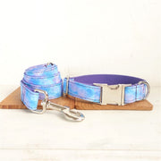 Pattern Dog Collar & Leash Set with Bow Tie