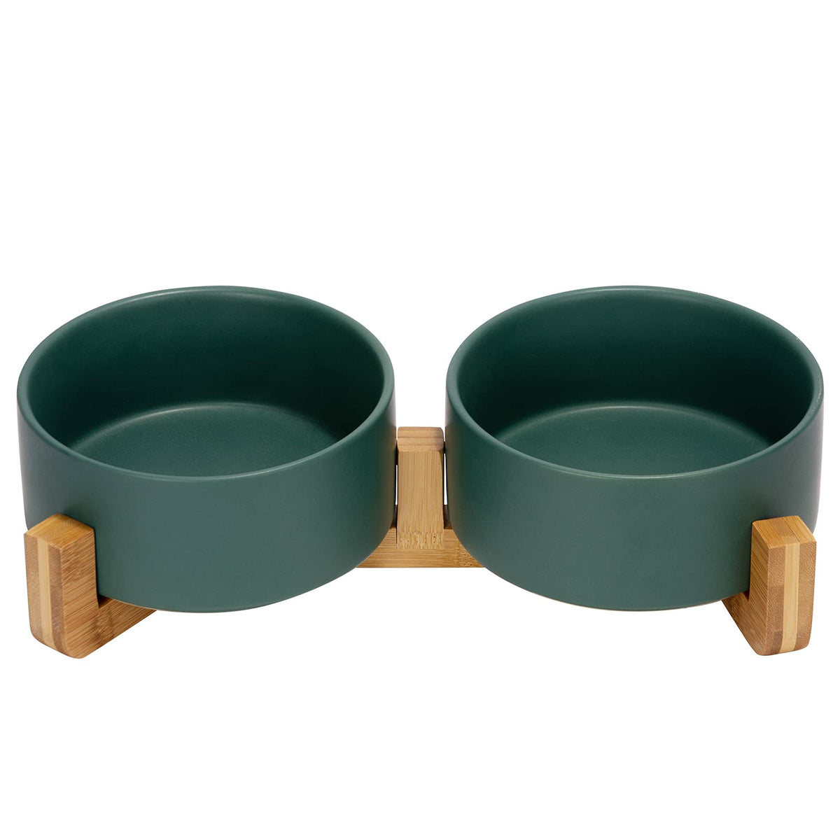 Ceramic Pet Bowl Set with Wooden Stand