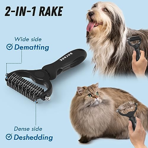 Docrok Pet Grooming Brush and Metal Comb Combo