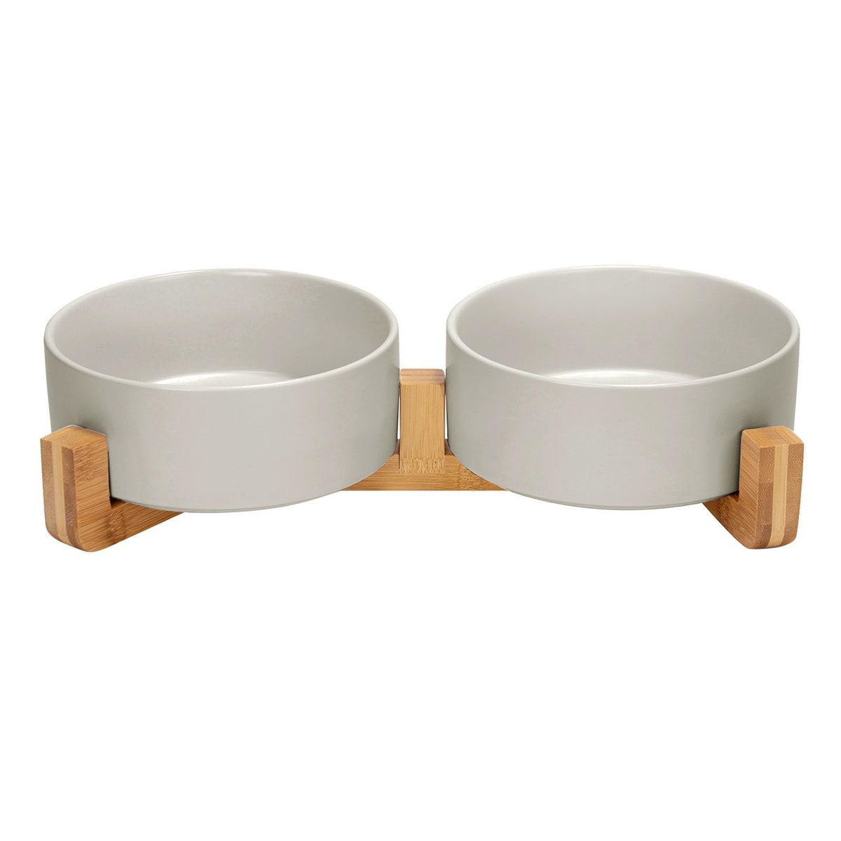 Ceramic Pet Bowl Set with Wooden Stand