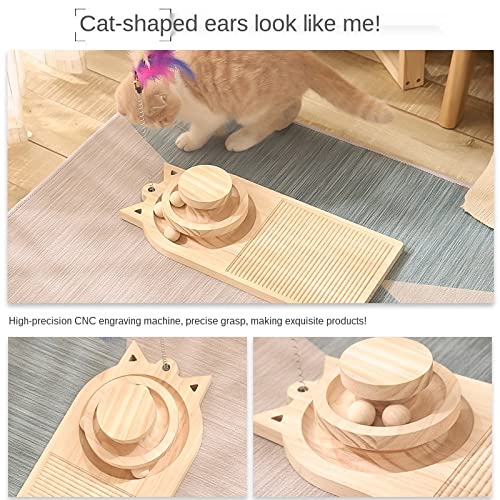 Wooden Interactive Cat Scratcher Toy with Balls