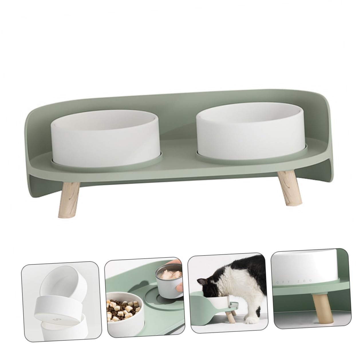 Elevated Ceramic Double Cat Bowl
