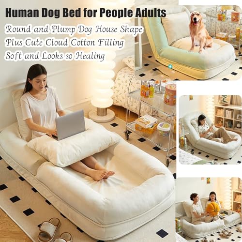 Foldable Human Dog Bed with Washable Cover