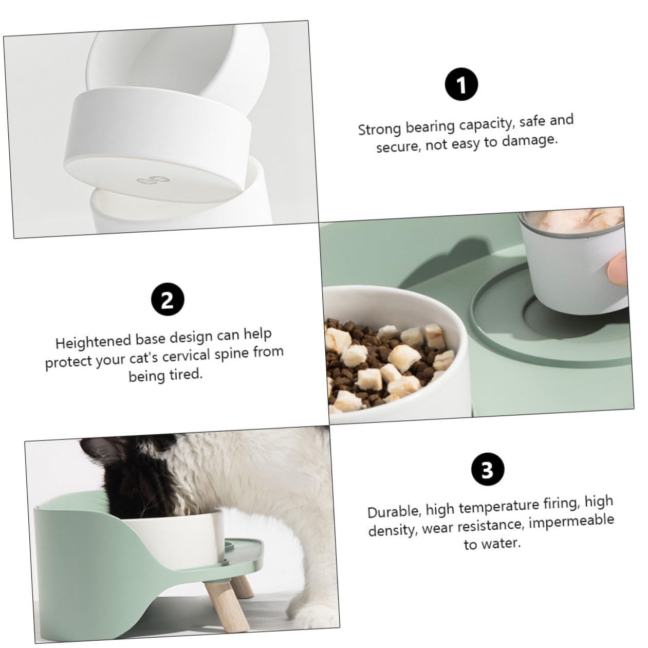 Elevated Ceramic Double Cat Bowl