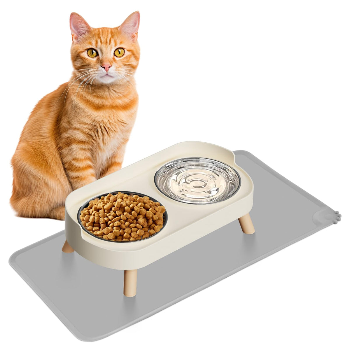 Elevated Cat Food & Water Bowl Set