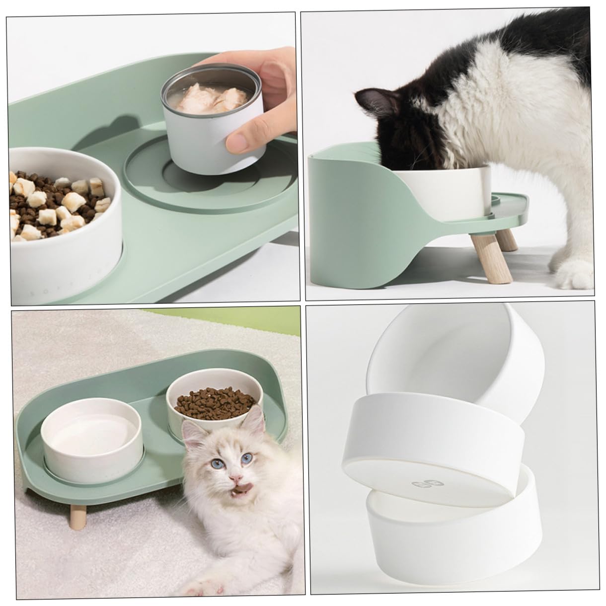 Elevated Ceramic Double Cat Bowl