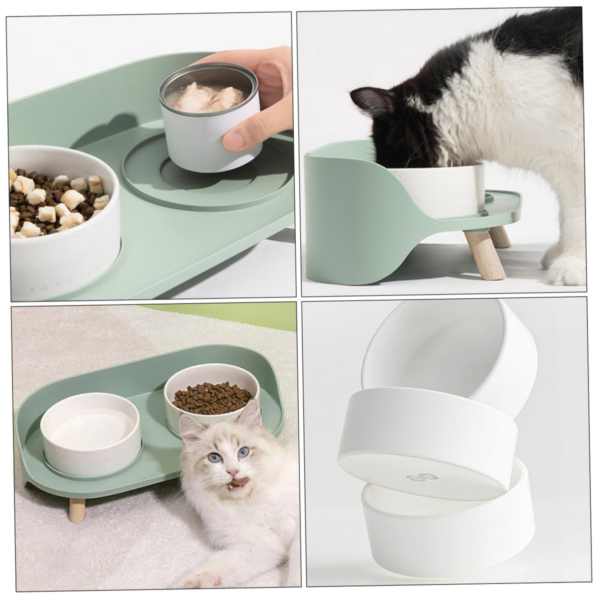 Elevated Ceramic Double Cat Bowl