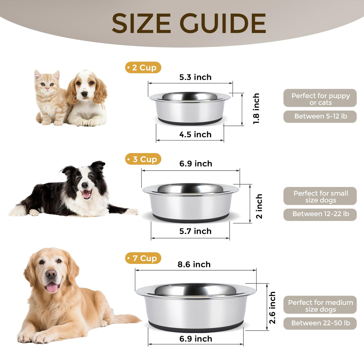 Heavy Duty Stainless Steel Dog Bowl with Non-Slip Base
