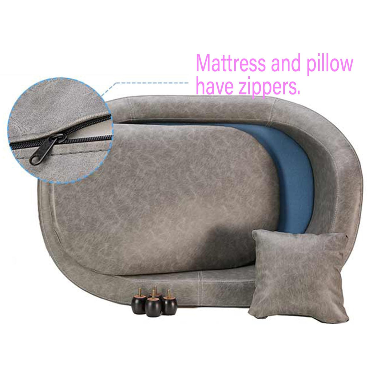 Elevated Wooden Pet Sofa Bed with Mattress Cover