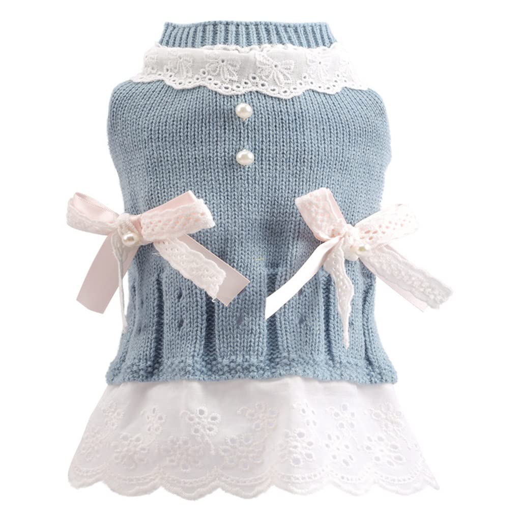 Dog Sweater Dress with Bow Design