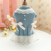 Dog Sweater Dress with Bow Design