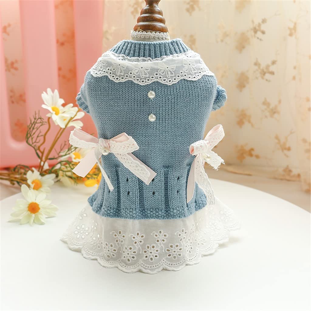 Dog Sweater Dress with Bow Design