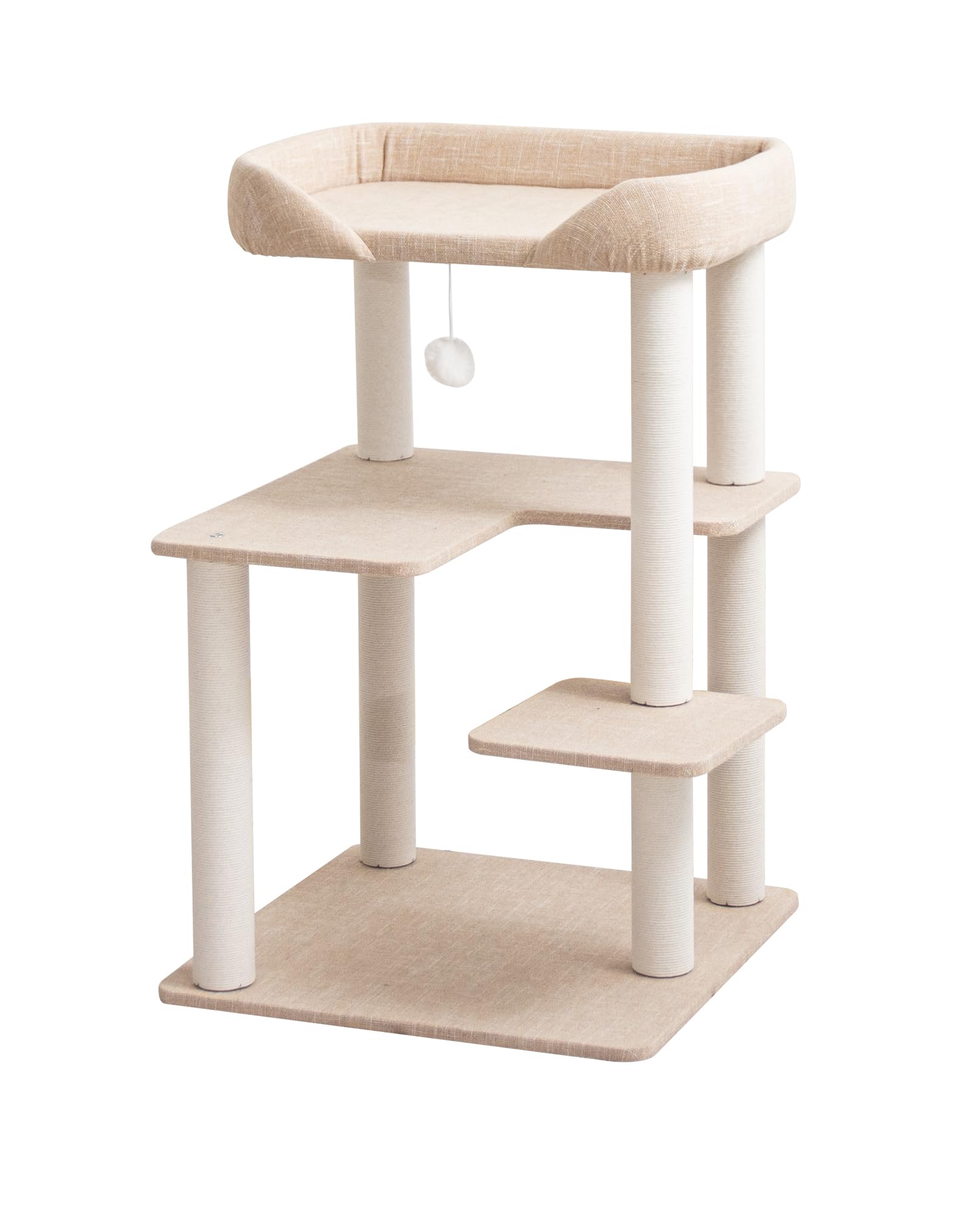 Wooden Cat Tower with Clear Bowl Bed