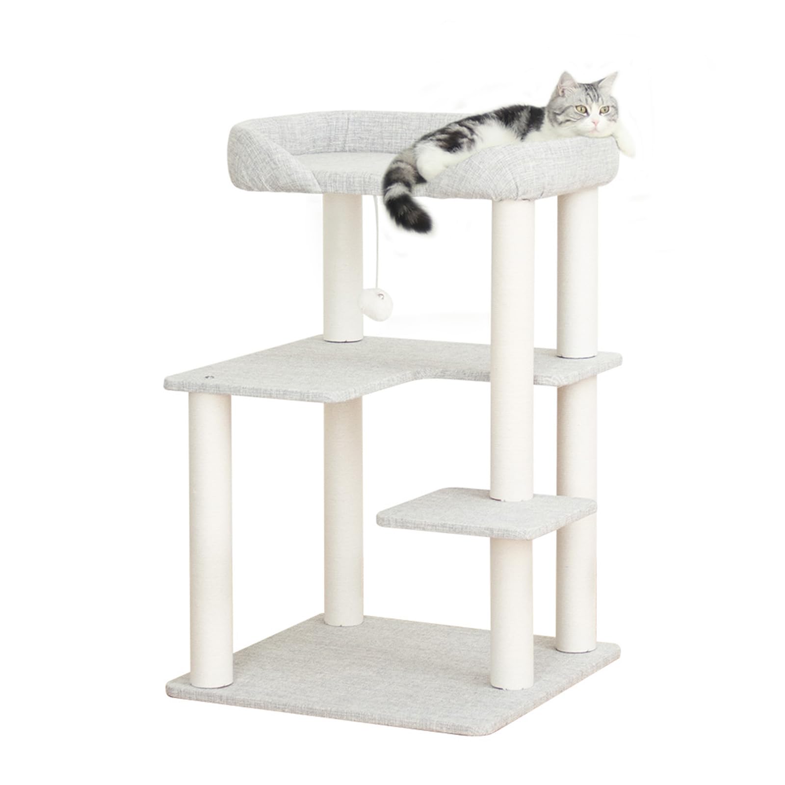 Wooden Cat Tower with Clear Bowl Bed
