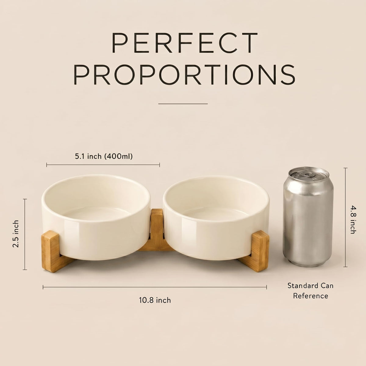 Ceramic Pet Bowl Set with Wooden Stand