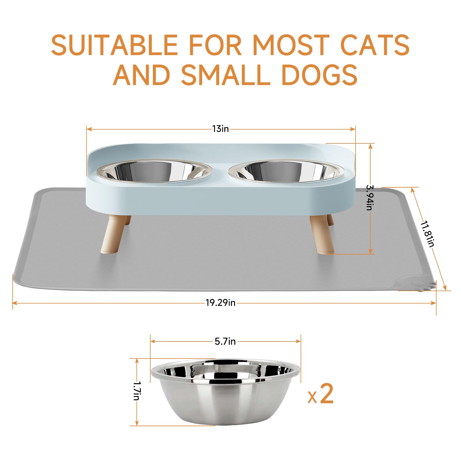 Elevated Cat Food & Water Bowl Set
