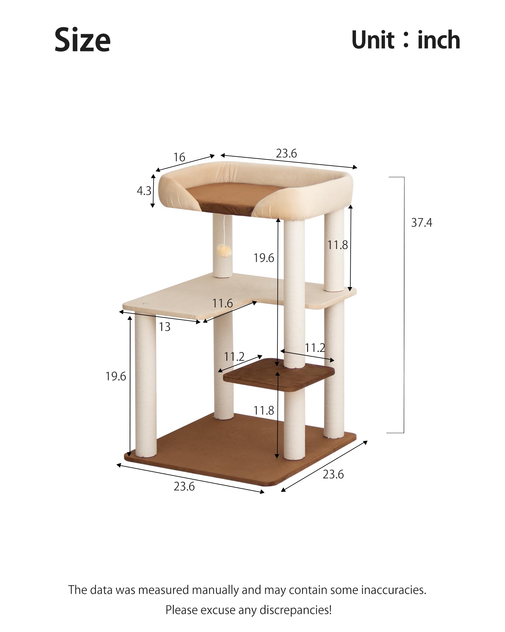 Wooden Cat Tower with Clear Bowl Bed
