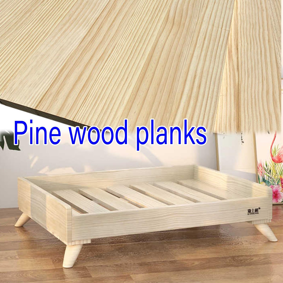 Elevated Wooden Pet Bed with Mattress