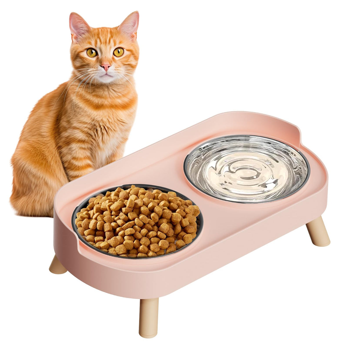 Elevated Cat Food & Water Bowl Set