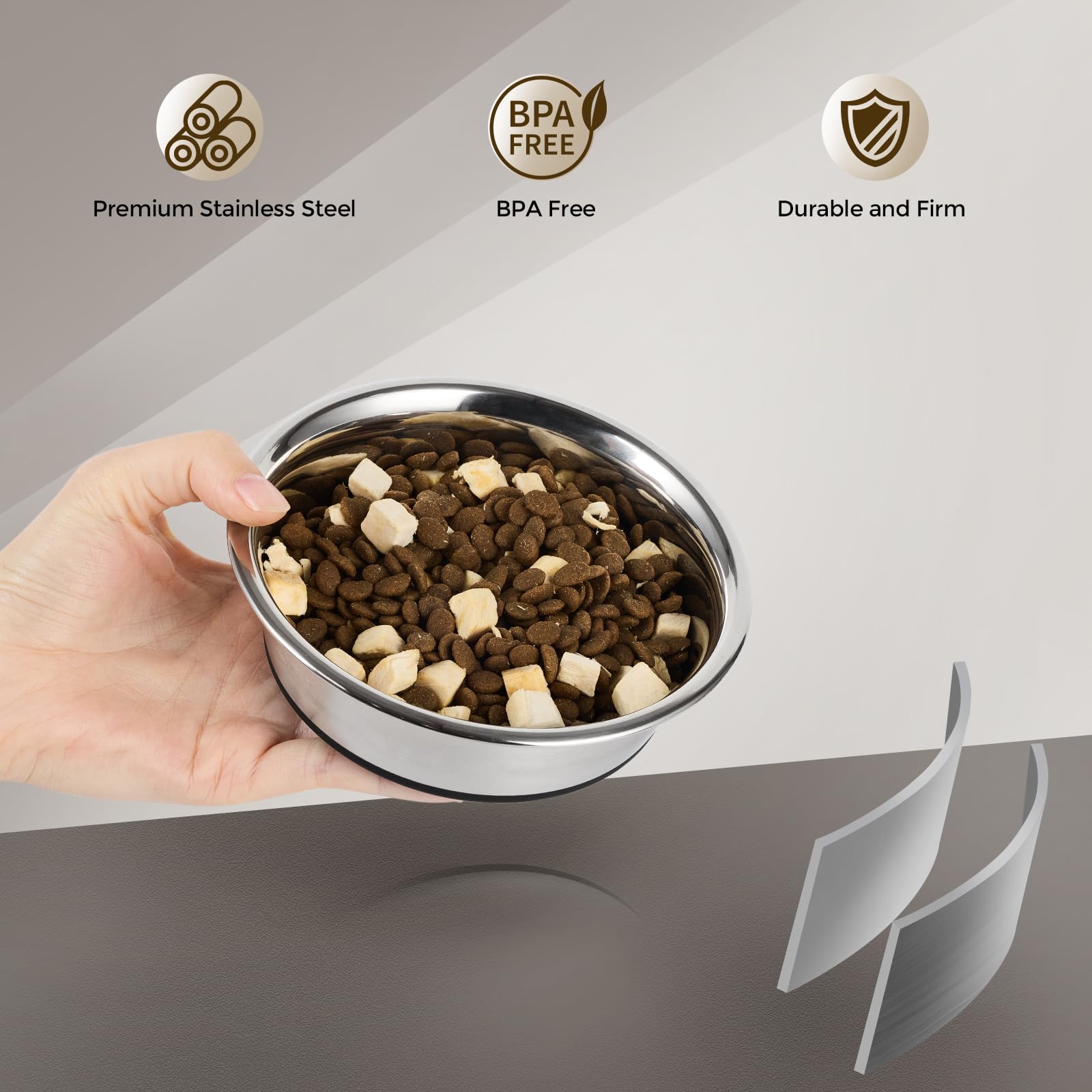 Heavy Duty Stainless Steel Dog Bowl with Non-Slip Base