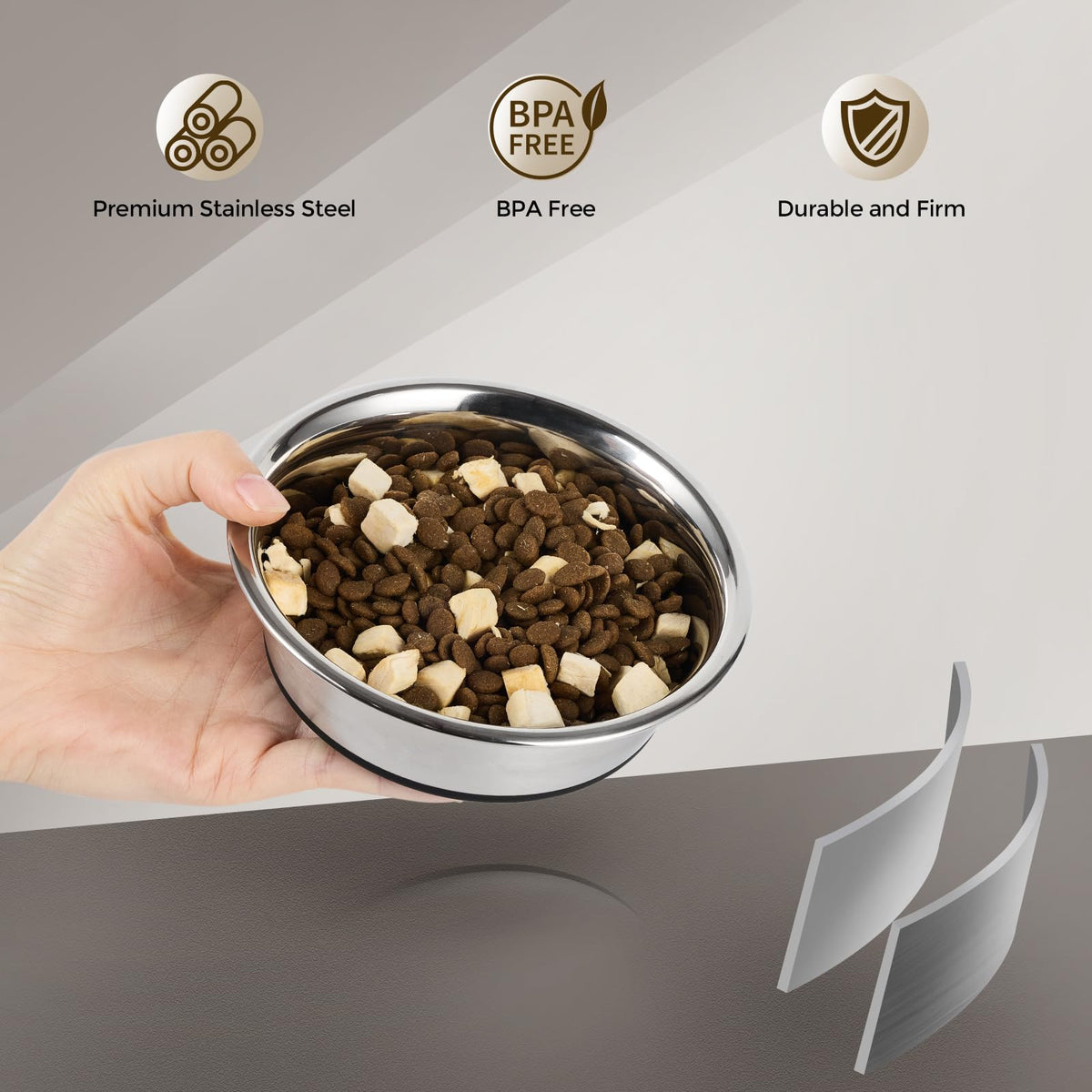 Heavy Duty Stainless Steel Dog Bowl with Non-Slip Base