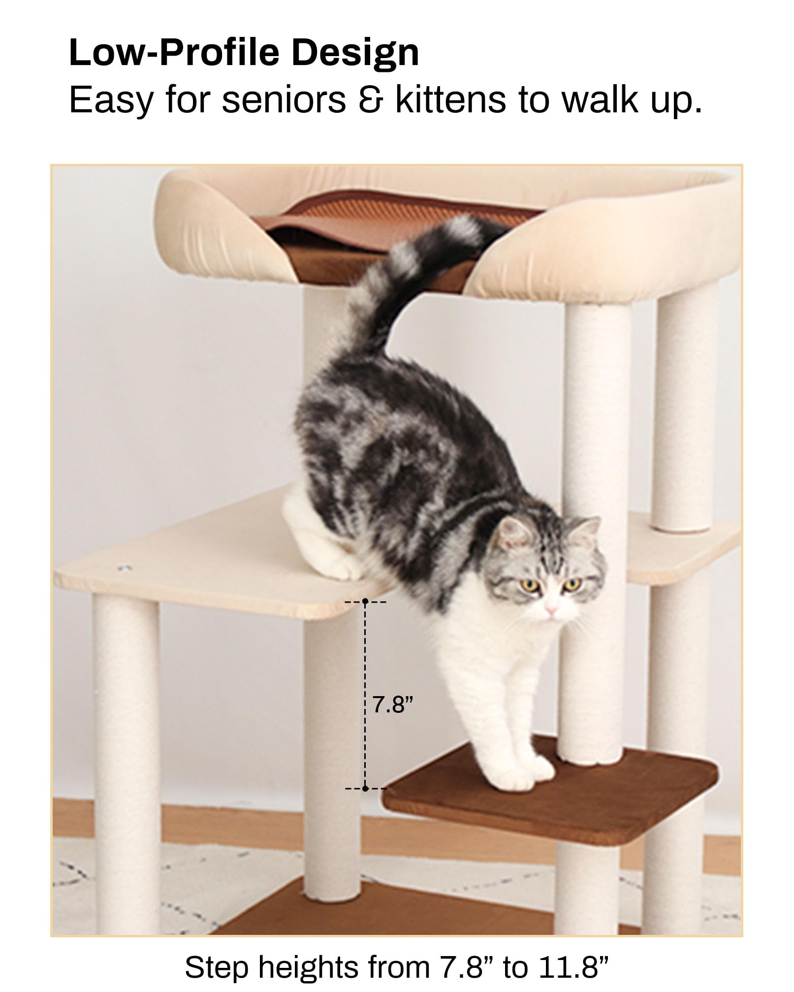 Wooden Cat Tower with Clear Bowl Bed