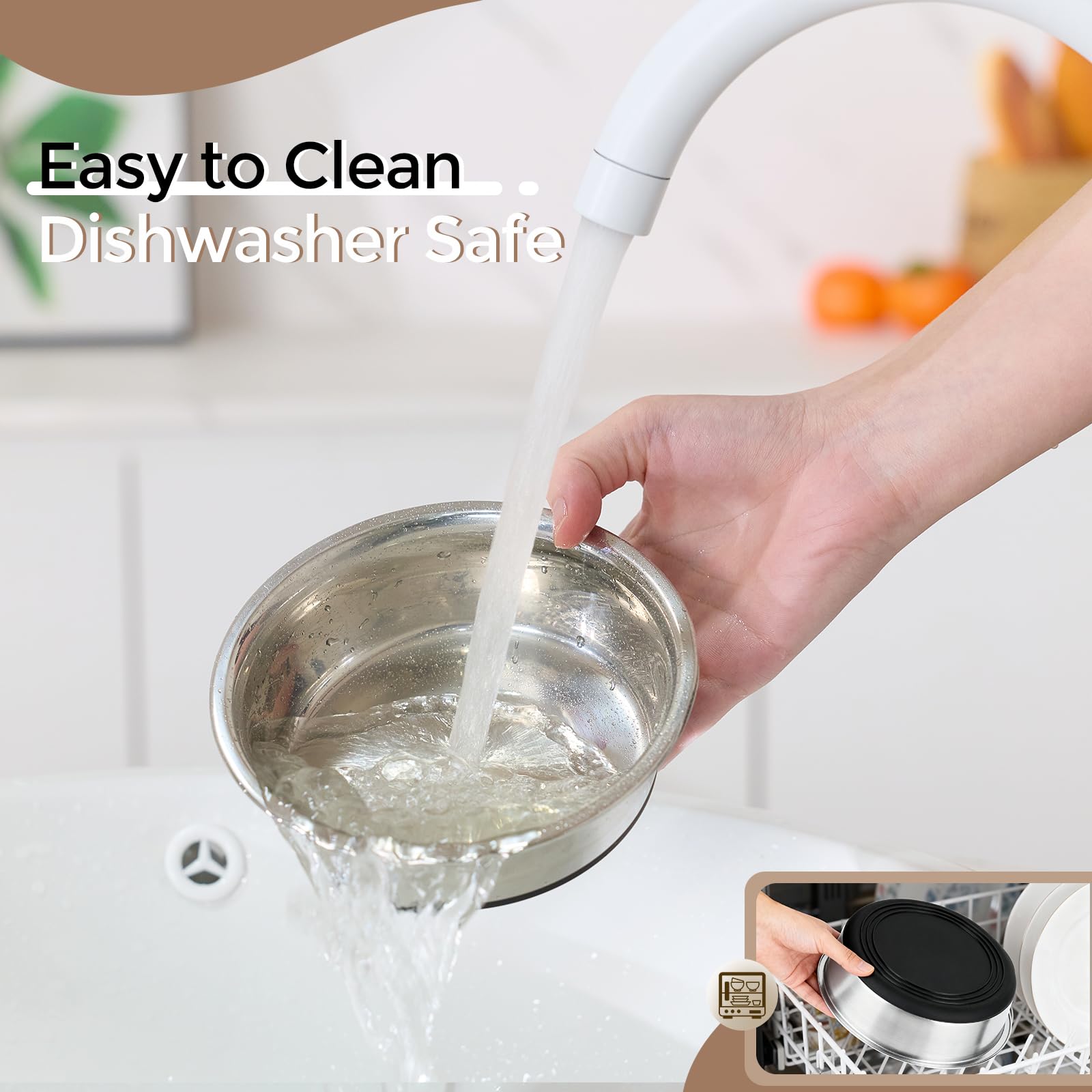 Heavy Duty Stainless Steel Dog Bowl with Non-Slip Base