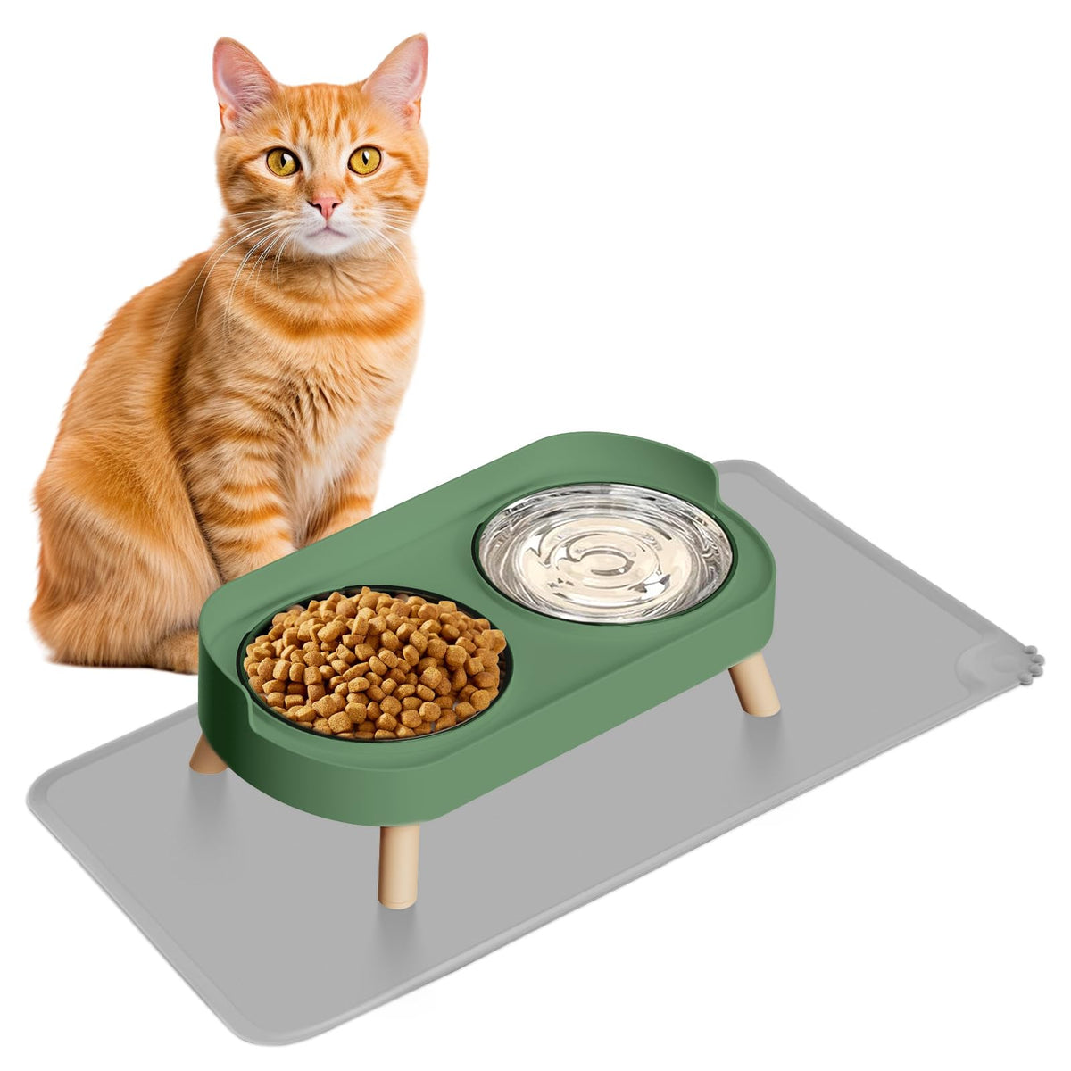 Elevated Cat Food & Water Bowl Set