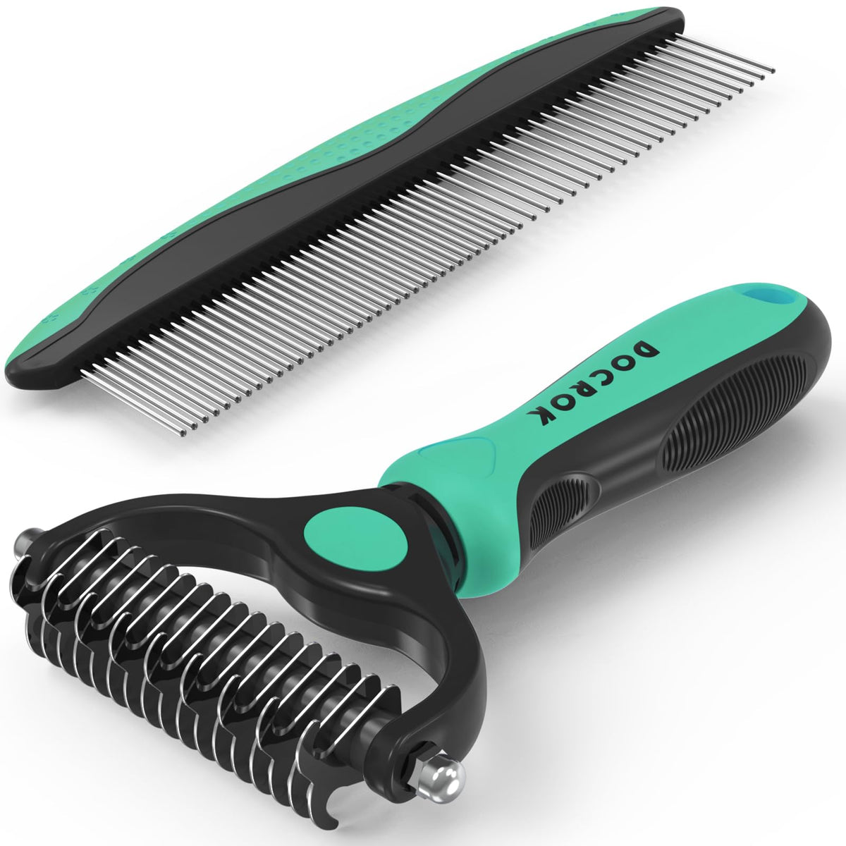 Docrok Pet Grooming Brush and Metal Comb Combo