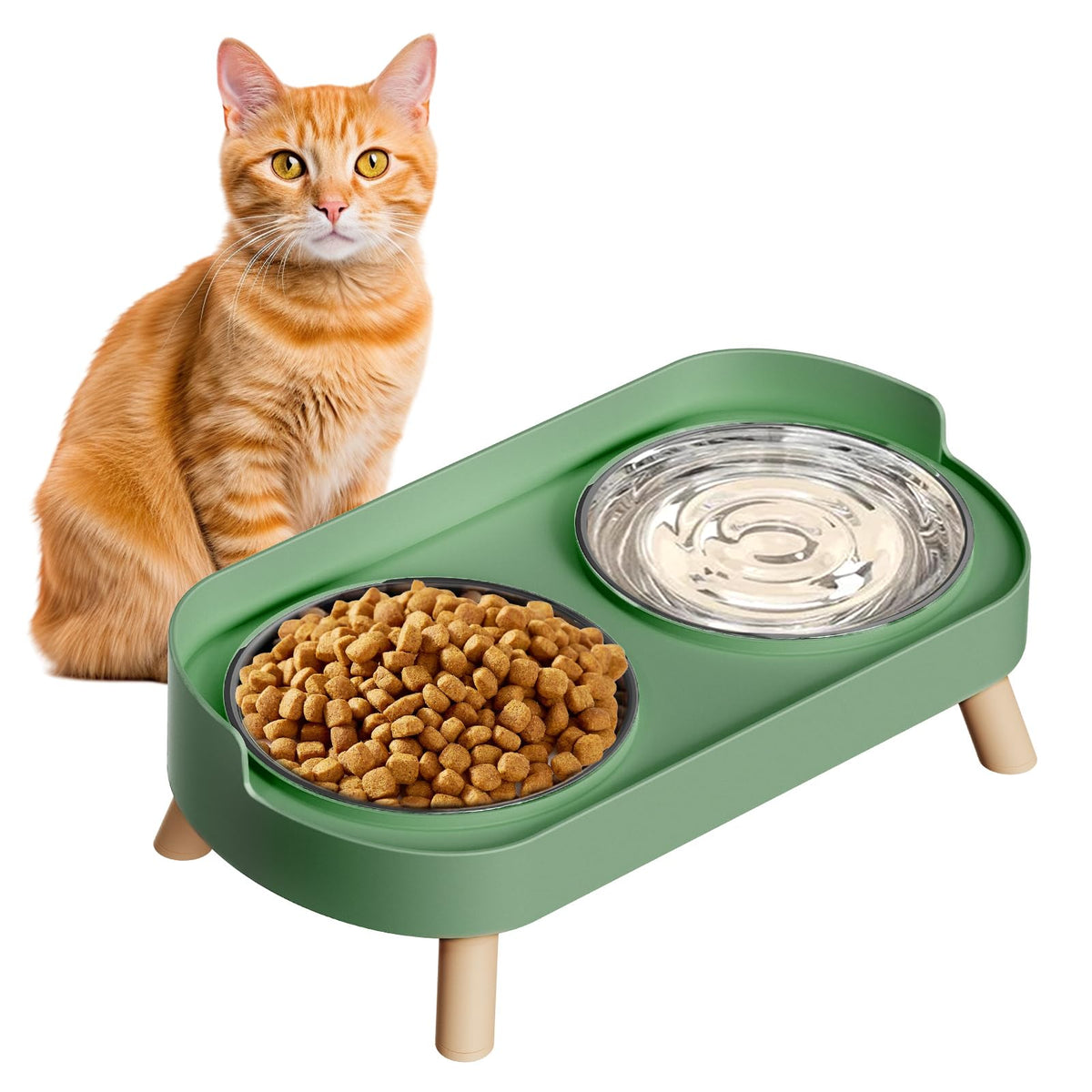 Elevated Cat Food & Water Bowl Set