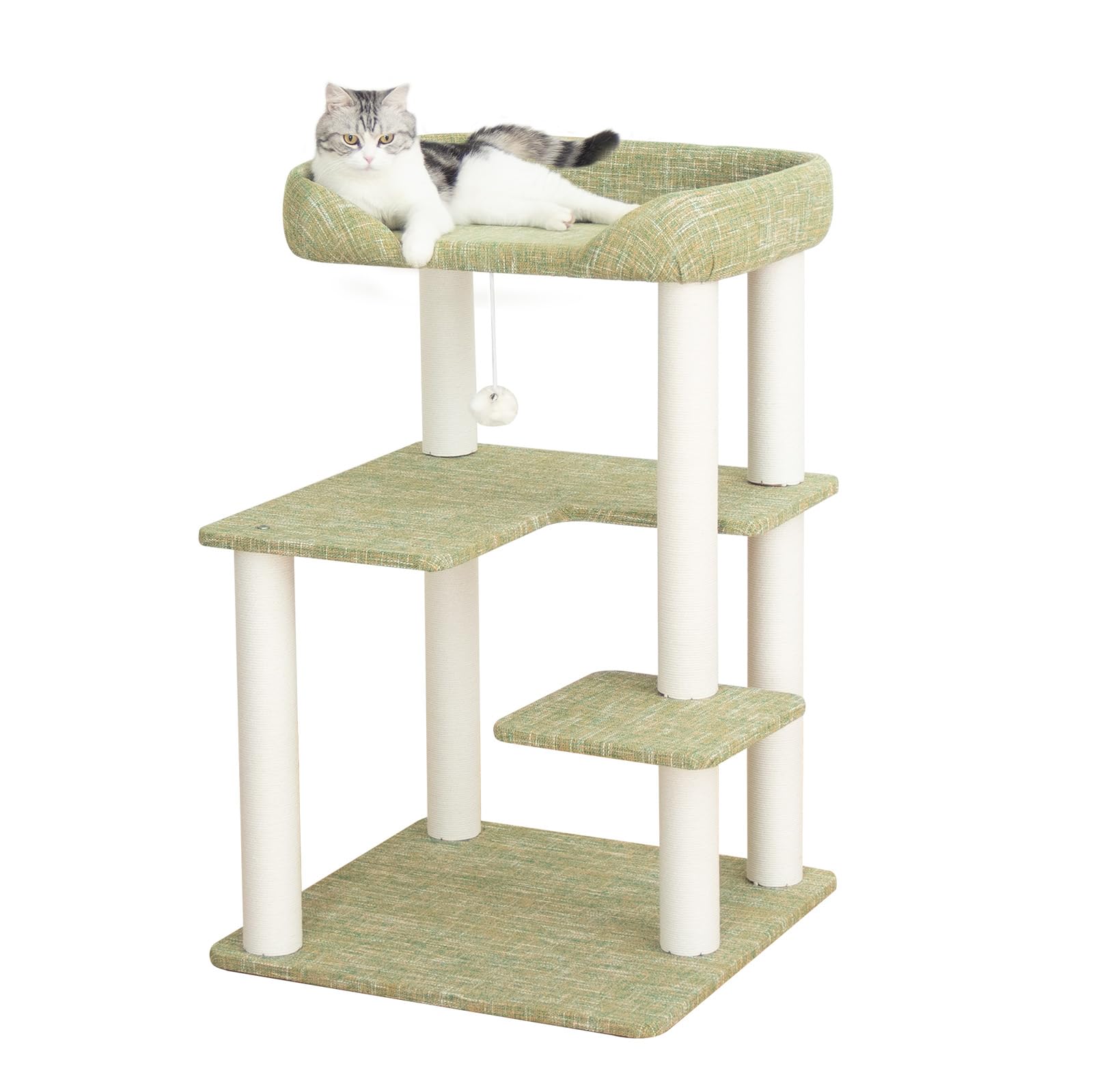 Wooden Cat Tower with Clear Bowl Bed