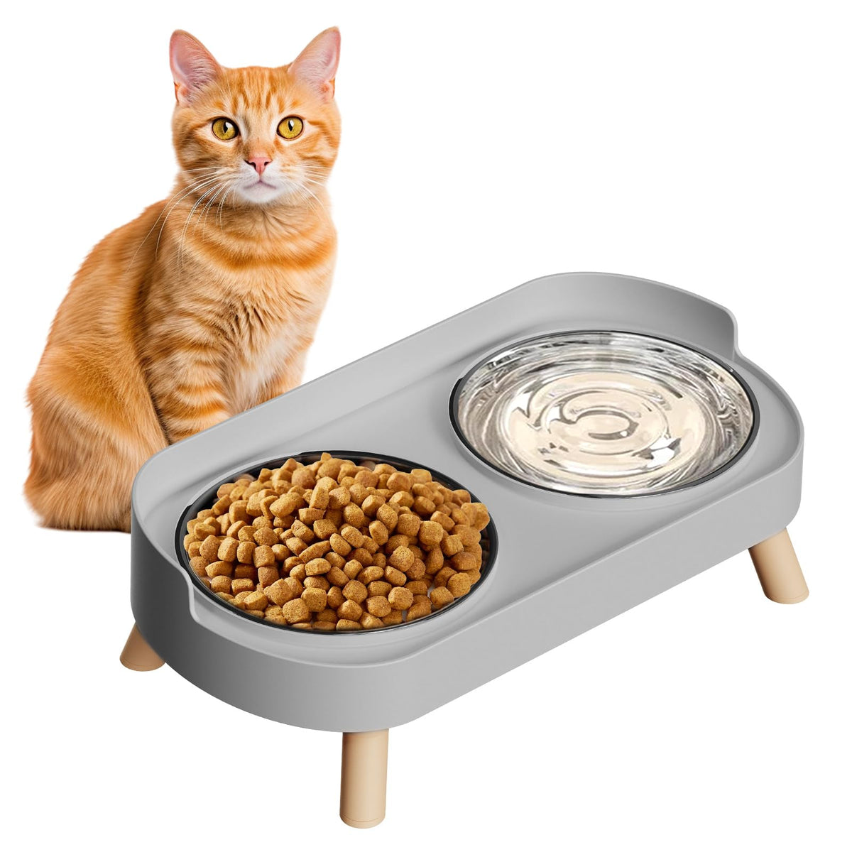 Elevated Cat Food & Water Bowl Set