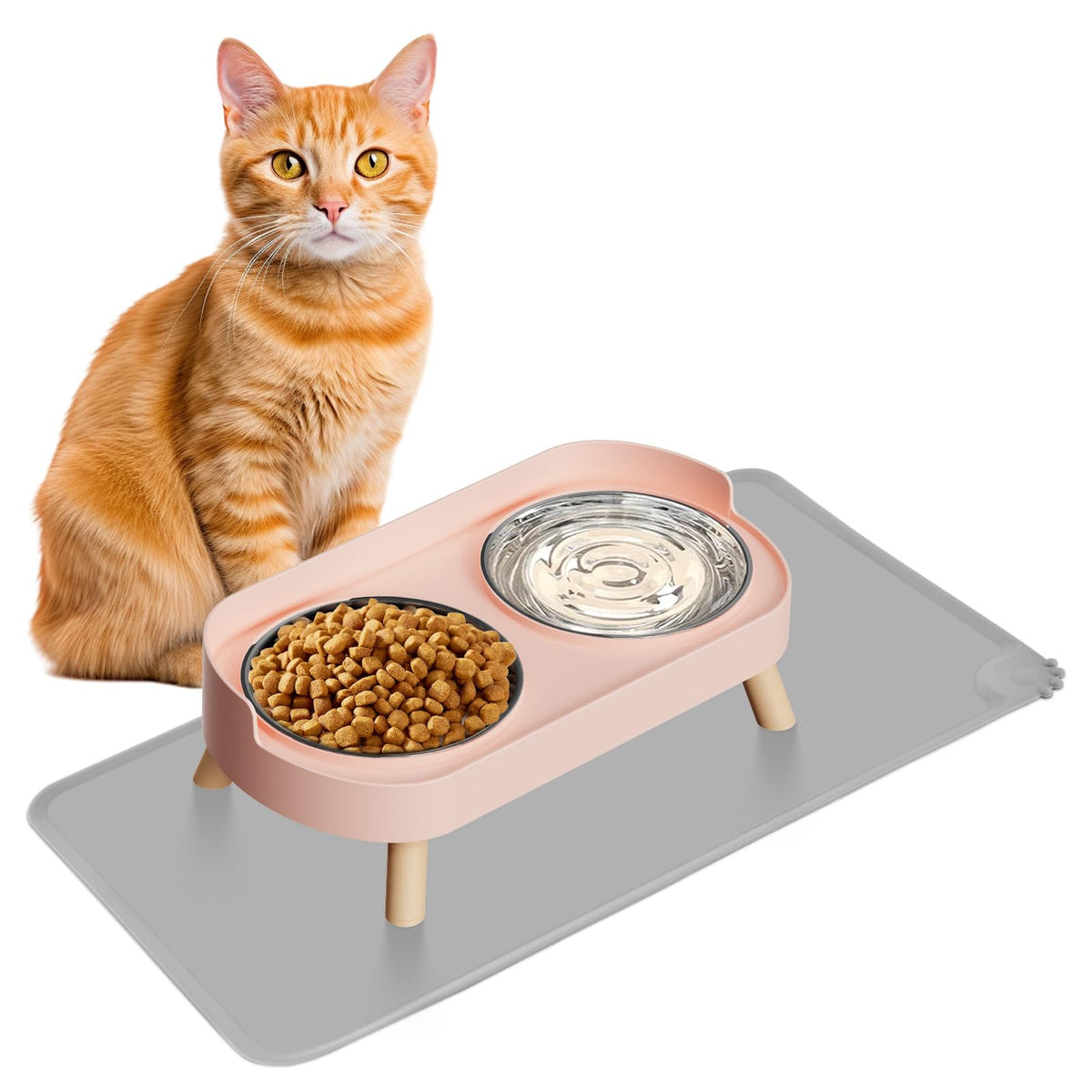 Elevated Cat Food & Water Bowl Set