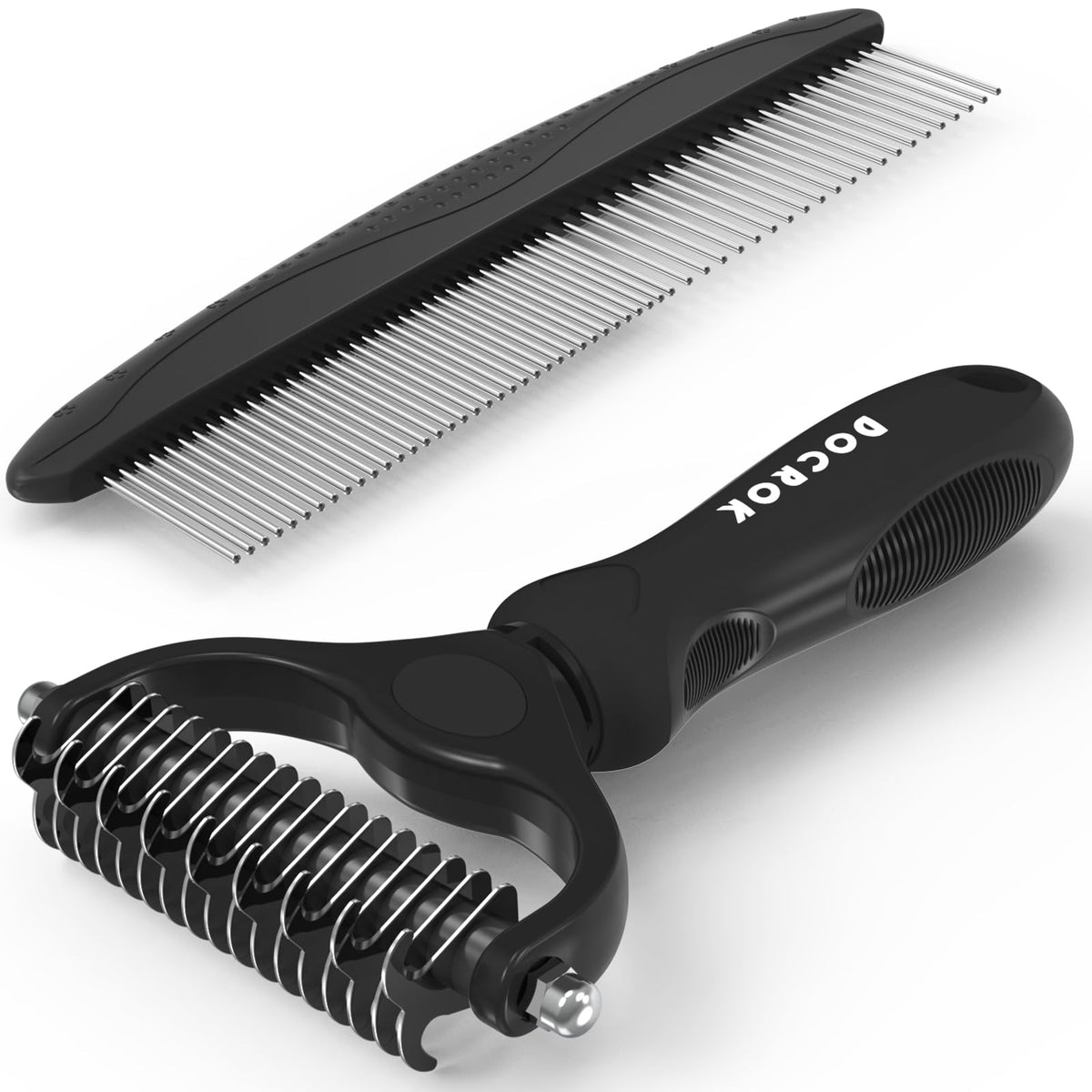 Docrok Pet Grooming Brush and Metal Comb Combo