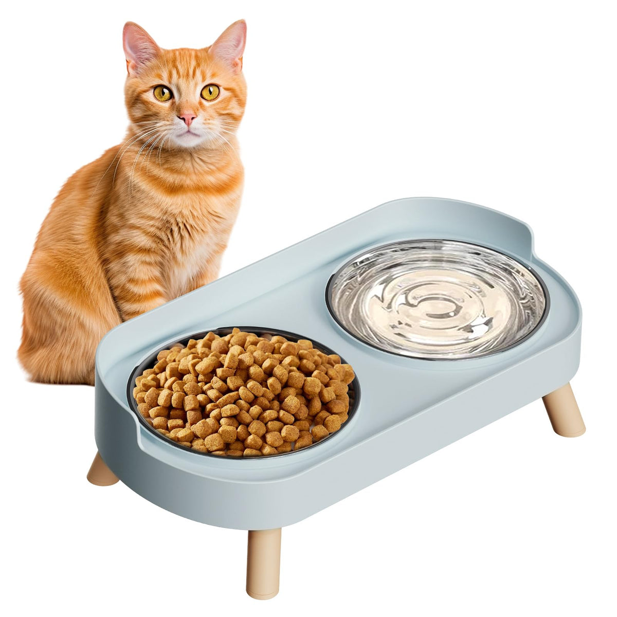 Elevated Cat Food & Water Bowl Set