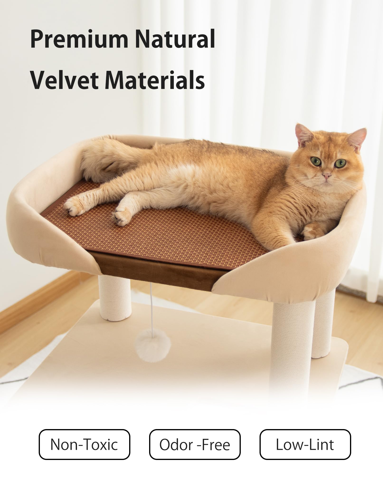 Wooden Cat Tower with Clear Bowl Bed
