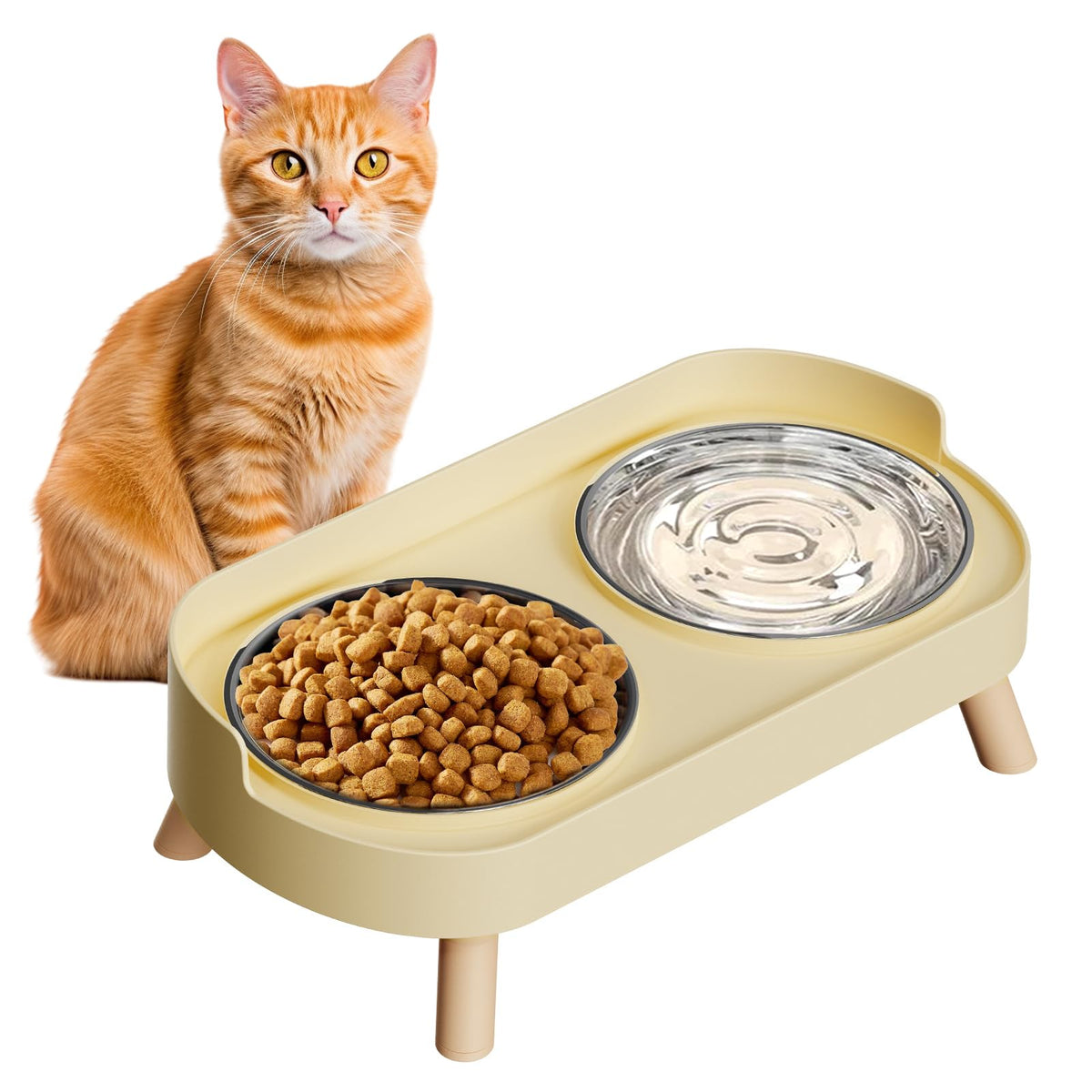 Elevated Cat Food & Water Bowl Set
