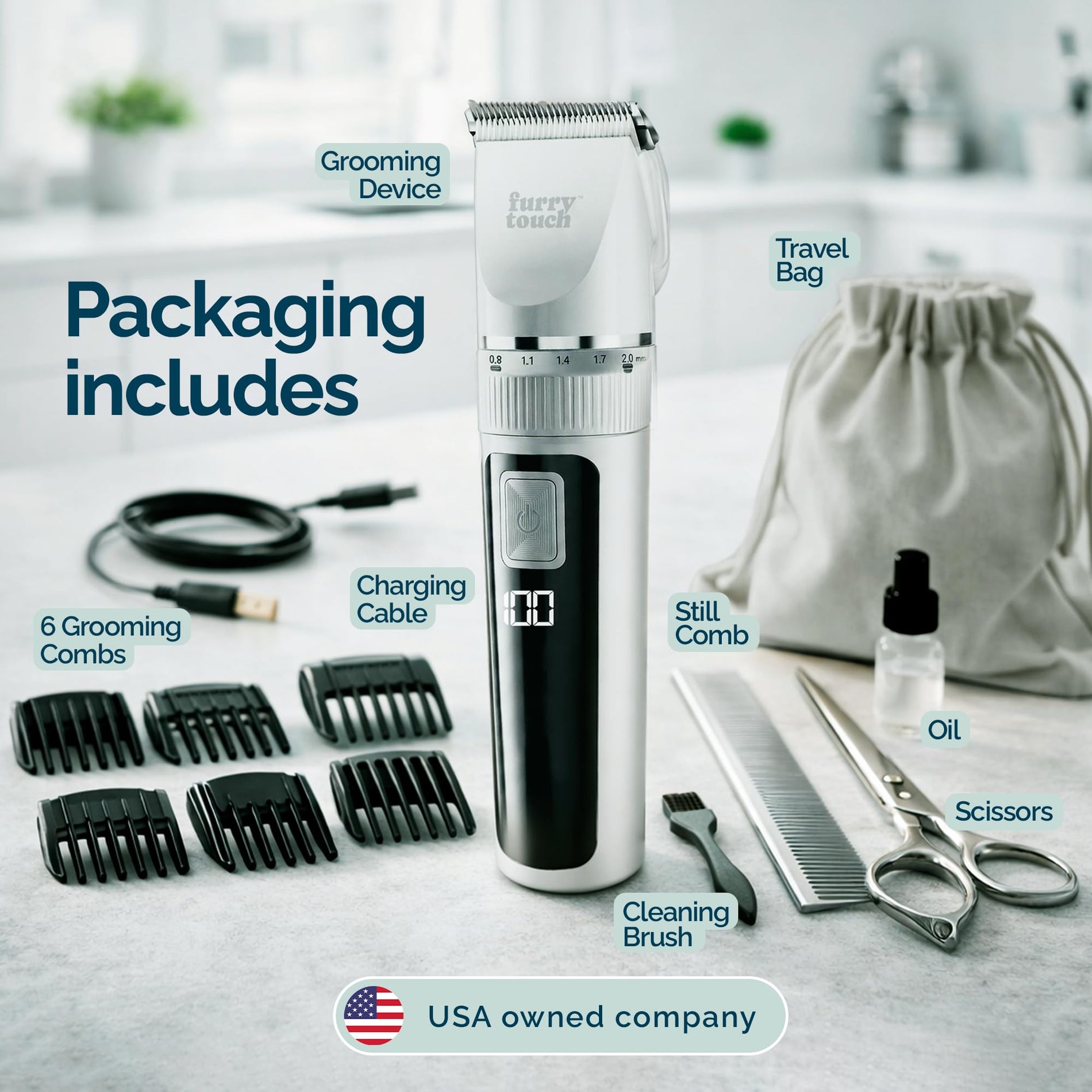 Cordless Pet Grooming Clipper Kit