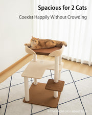 Wooden Cat Tower with Clear Bowl Bed